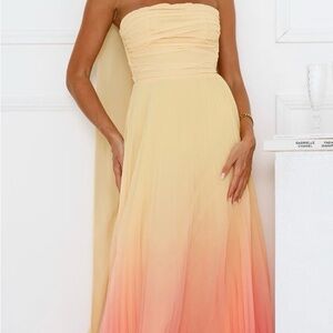 Hello Molly Yellow and Pink Ombre Maxi Dress